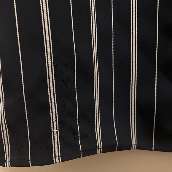 Anne Fontaine Moran Navy & Grey Striped Cold Shoulder Twist Sleeve Blouse Sz 42 - Picture 9 of 9